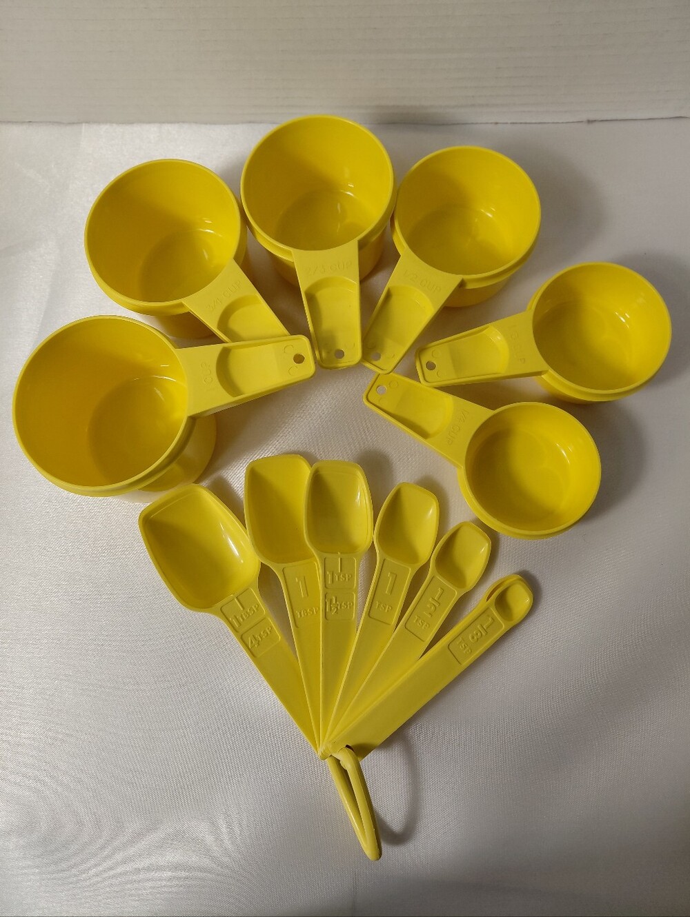 Yellow Tupperware Bright Yellow Plastic Measuring Cup & Spoon Set